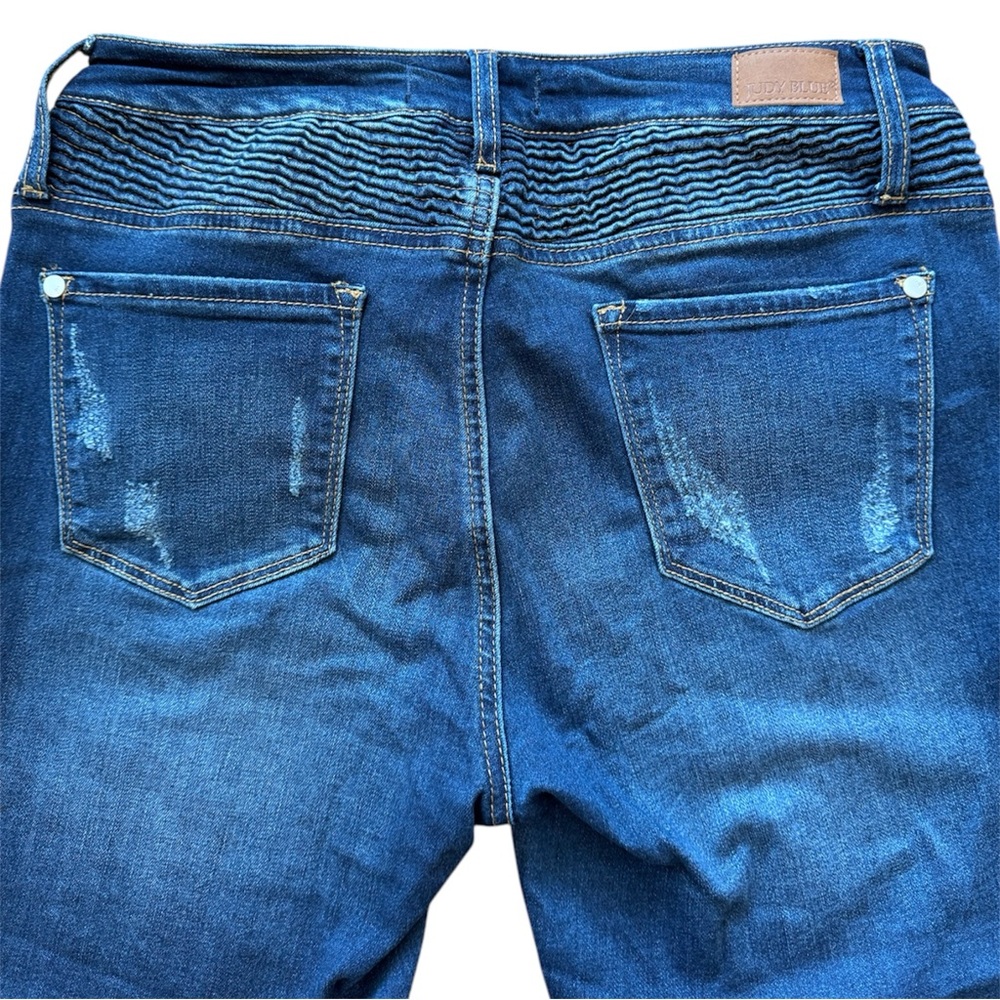 Judy Blue Women 9/29 Jeans Skinny Fit Style JB8469 Distressed Moto Denim Grunge - Picture 6 of 16